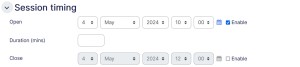 Online classroom settings session timing