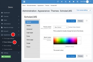 LMS theme settings