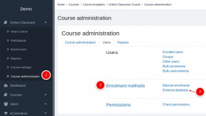 Course eanrollment external database