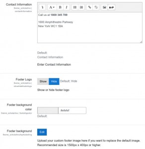 LMS theme footer settings