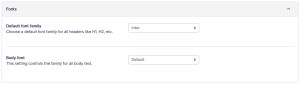 Theme general settings fonts