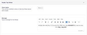 Theme general settings header infobar