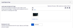 Theme general settings login signup page background