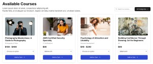 Theme home page courses section preview