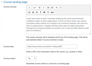 LMS Course Landing Page Settings