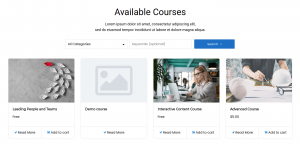 LMS Home page available courses