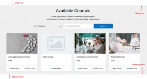 LMS Home page available courses padding and margins