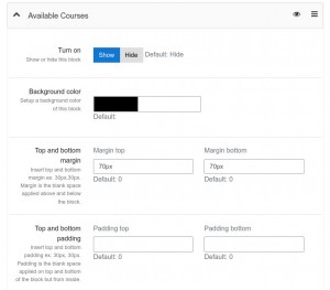 LMS Home page available courses settings