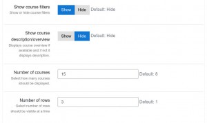 LMS Home page available courses settings
