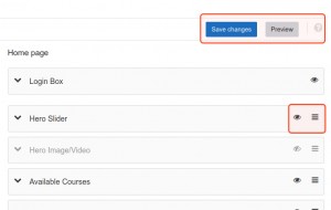 Home page block actions