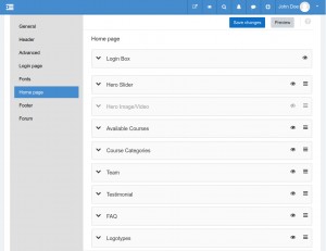 LMS home page block actions