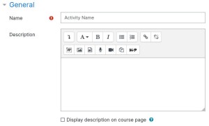 Activity Settings General Tab