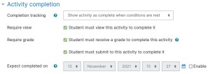 Assignment Activity Completion