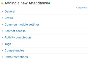 Attendence Activity Settings