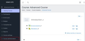 Course Administration Left Nav