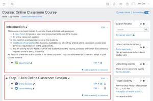 Course Sections Topics