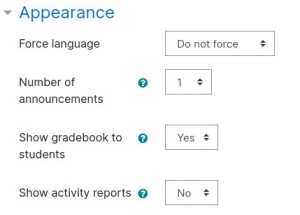 Course Settings Appearance