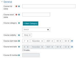 Course Settings General Tab