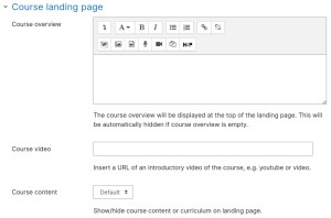 Course Settings Landing Page