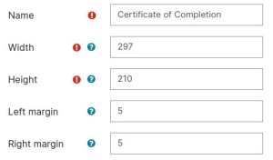 Custom Certificate Name and Dimensions