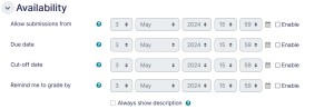 Assignment settings availability tab