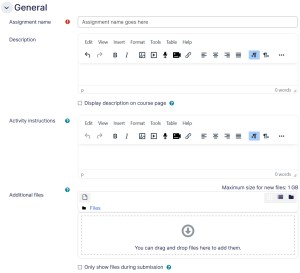 Assignment settings general tab