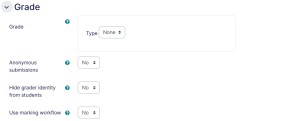 Assignment settings grades tab