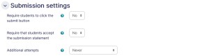Assignment settings submission tab