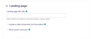 Course landing page tab