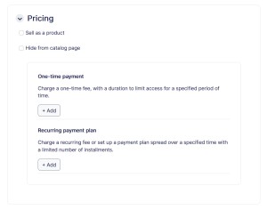 Course pricing tab