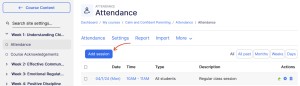 Attendance add session button