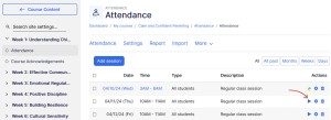 Attendance take session button