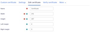 Edit certificate dimensions