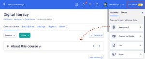 Course builder add activity lessons