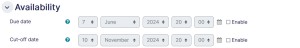 Forum settings availability tab