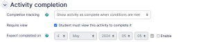 Page setting completion tab