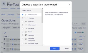 Quiz add question popup