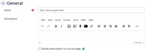 Quiz settings general tab