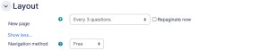 Quiz settings layout tab