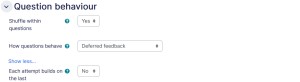 Quiz settings question behaviour tab