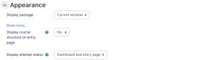 Settings SCORM appearance tab