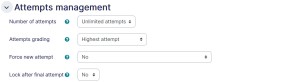 SCORM settings attempts management tab