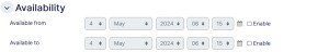 Settings Scorm availability tab