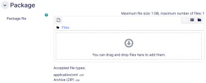 Settings Scorm package tab