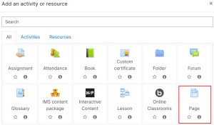 Page Activity Chooser