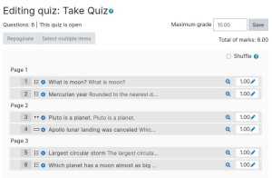 Quiz Builder Page with Questions