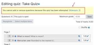 Quiz Edit with Attempts