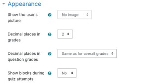 Quiz Settings Appearance