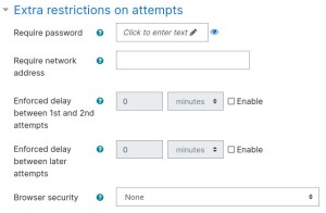 Quiz Settings Extra Restrictions