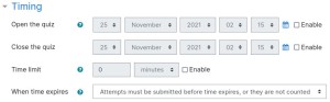 Quiz Settings Timing